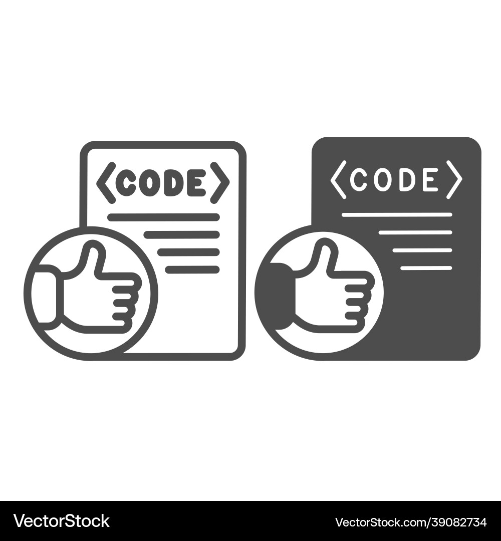 Thumbs auf Code-Datei kodieren gut gemacht Linie Vektorbild