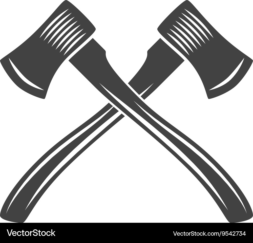 Two crossed axes with long handle logo elements vector image