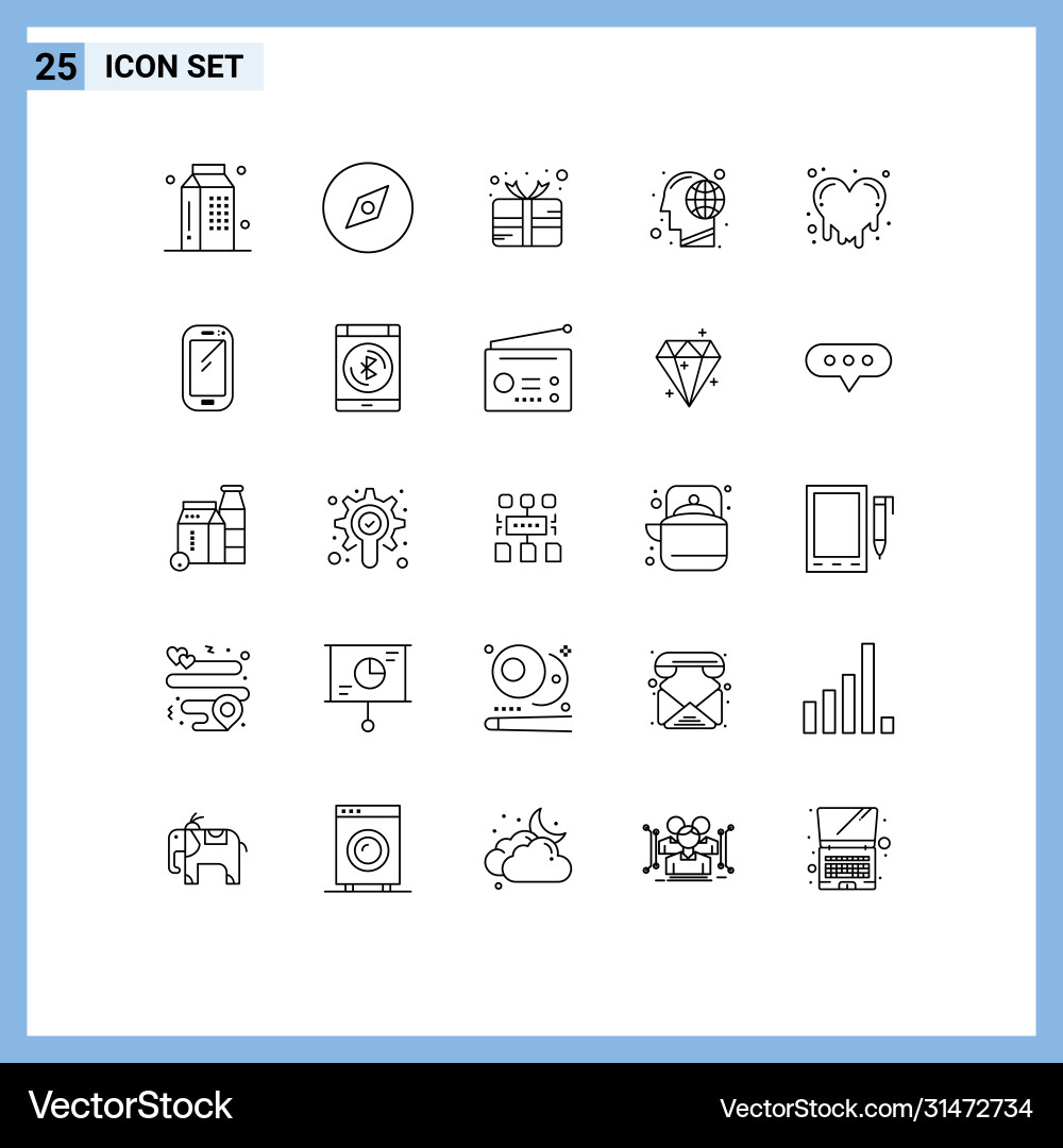 User interface pack 25 basic lines bleeding Vector Image