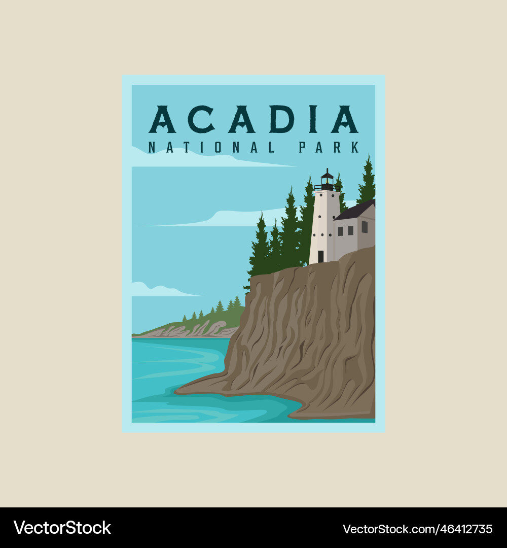 Acadia national park poster template graphic Acadia national park poster template graphic vector image