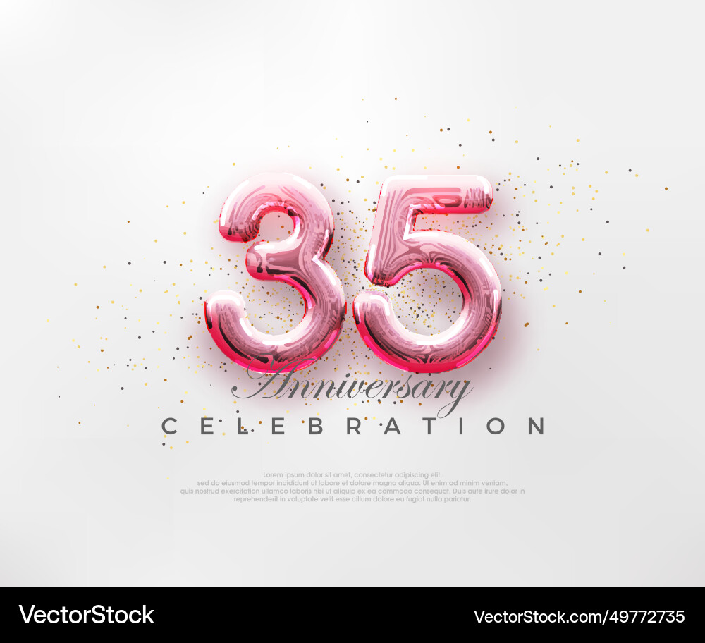 Balloons number 35th with red numbers on a bright vector image