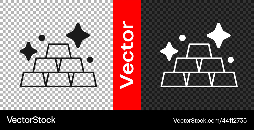Black gold bars icon isolated on transparent Black gold bars icon isolated on transparent vector image