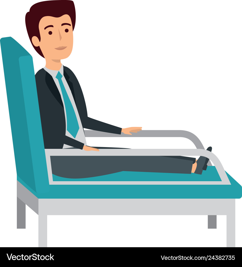 Businessman sitting in psychiatrist chair Businessman sitting in psychiatrist chair vector image