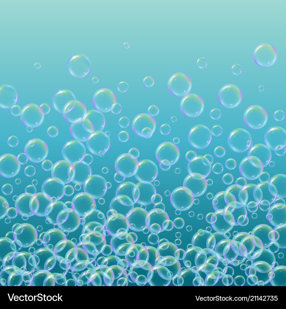 Colorful Soap Bubbles on Gradient Background Vector Image