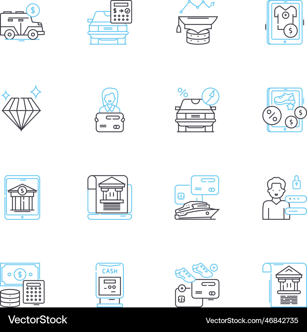 Customer computing linear icons set software Vector Image