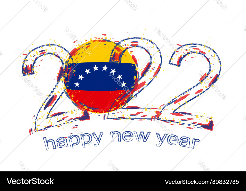 Happy new 2022 year with flag of venezuela Happy new 2022 year with flag of venezuela vector image