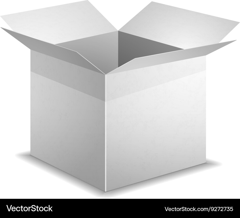 Isolated realistic open white box with shadow vector image
