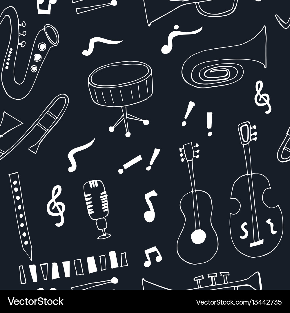 Jazz musical instruments seamless pattern Jazz musical instruments seamless pattern vector image