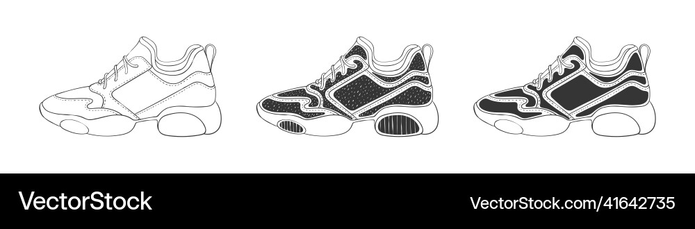 Mode Sneaker Ikonen moderne Sneaker handgezeichnet Mode Sneaker Ikonen moderne Sneaker handgezeichnet vektorbild