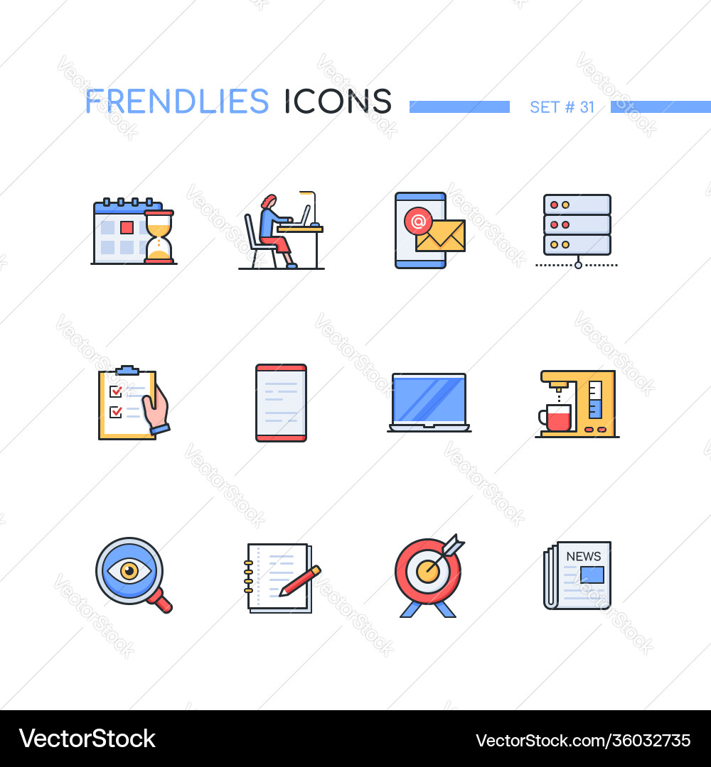 Office - modern line design style icons set Vector Image