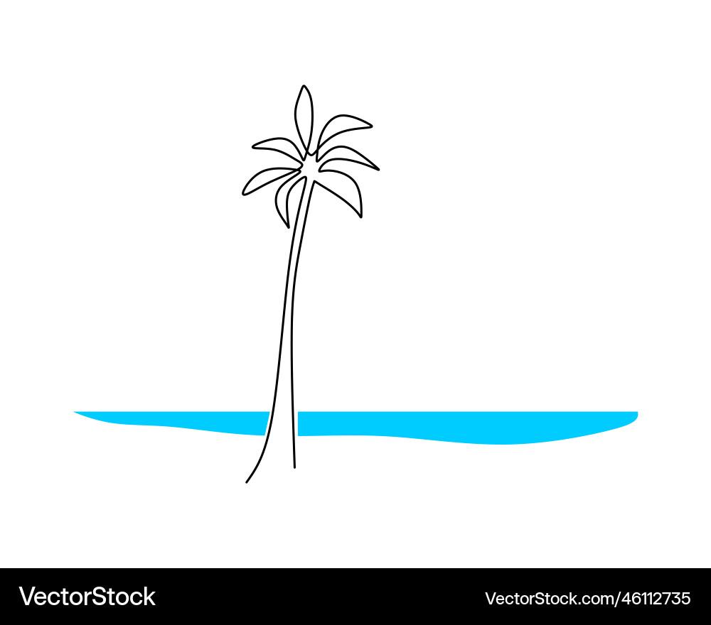 One single continuous line of coconut tree One single continuous line of coconut tree vector image