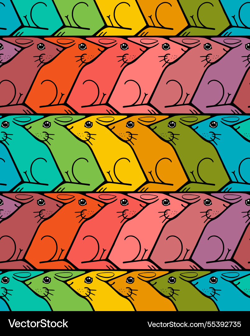Seamless rainbow rabbit pattern in escher style Seamless rainbow rabbit pattern in escher style vector image