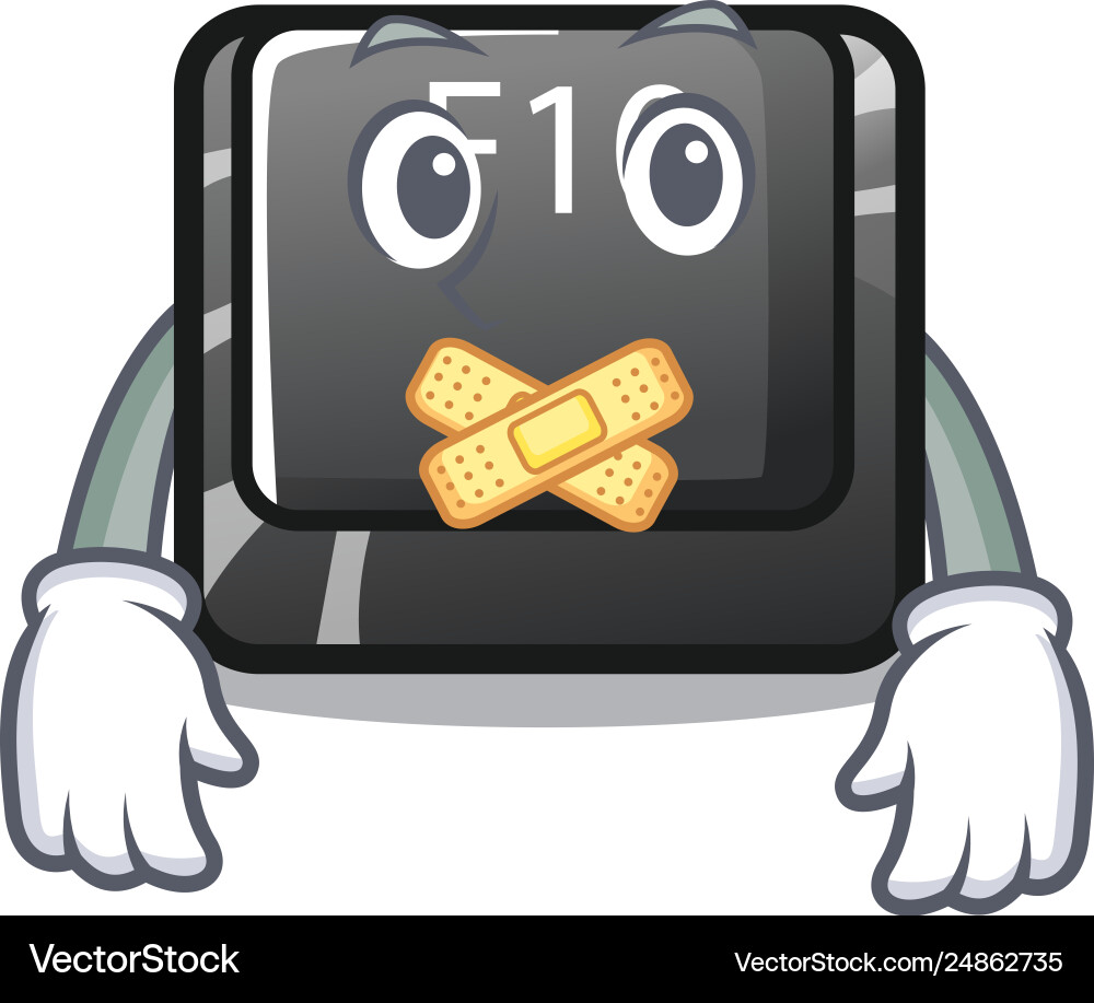 Silent f10 button installed on cartoon computer vector image