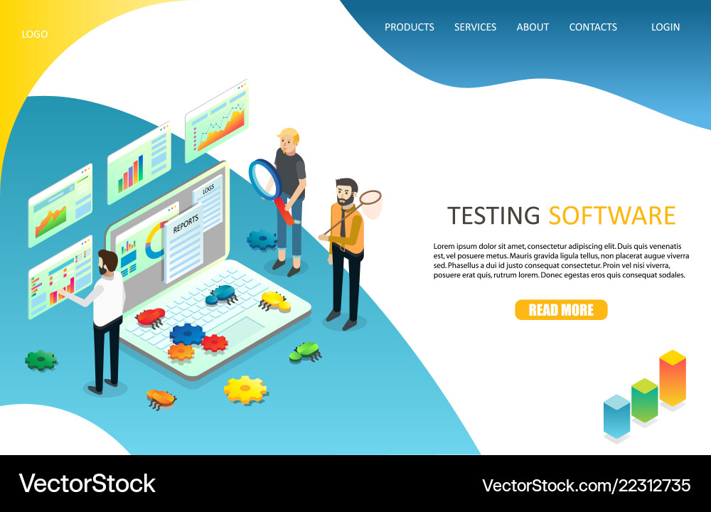 Testing software landing page website Testing software landing page website vector image