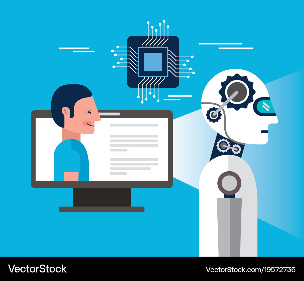 Artificial intelligence computer person Vector Image