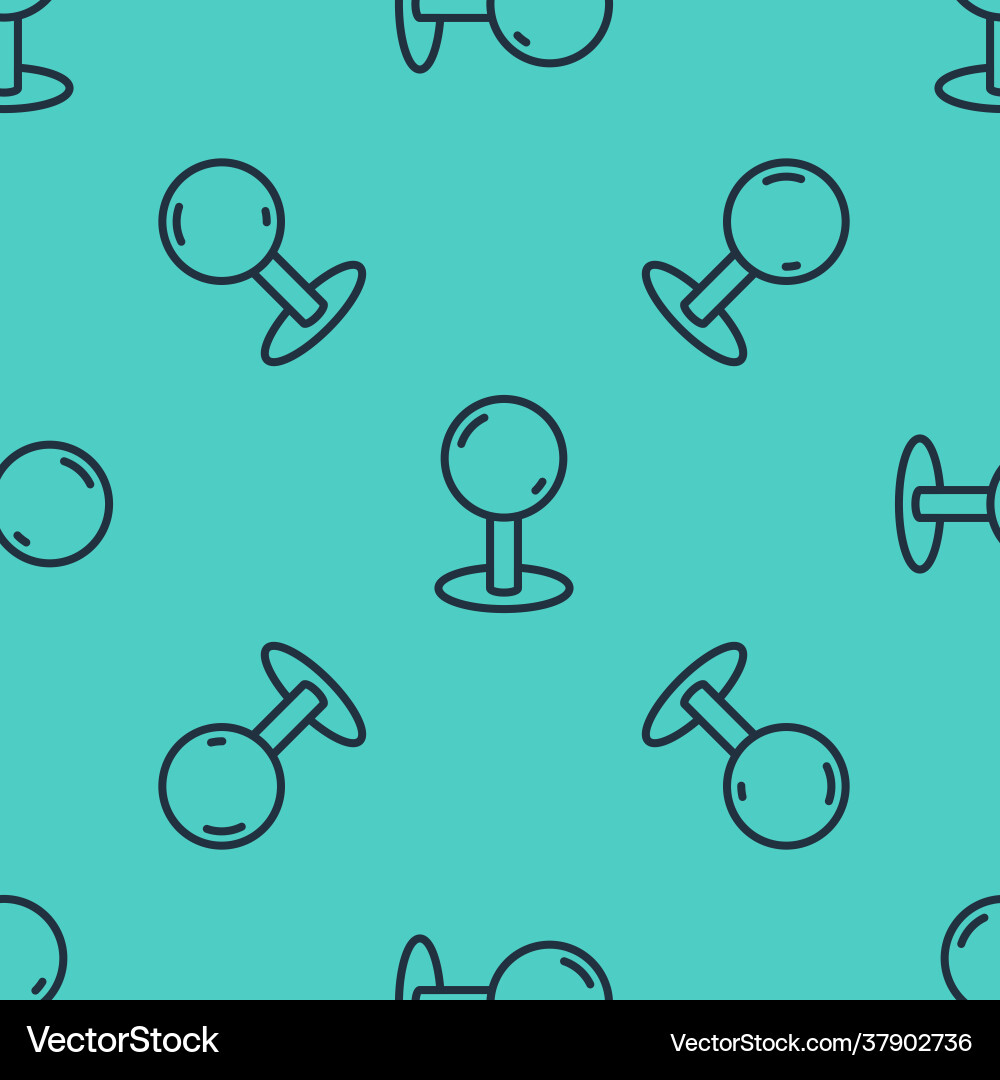 Black line push pin icon isolated seamless pattern Black line push pin icon isolated seamless pattern vector image