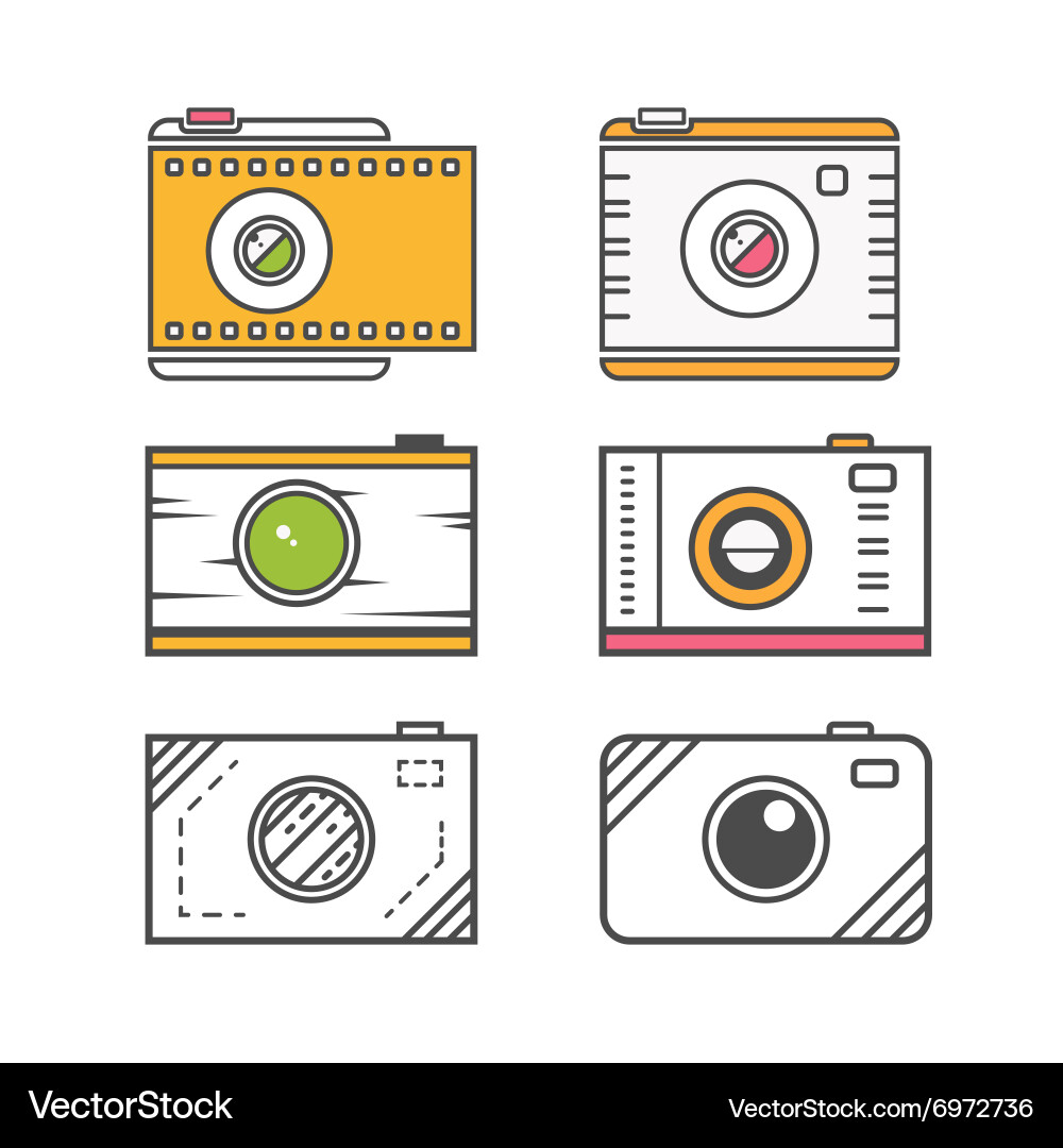 Camera line icons vector image