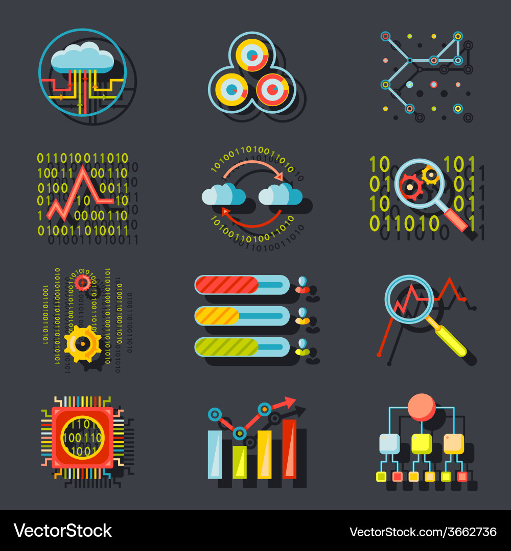 Data Analytics Server Icons vector image