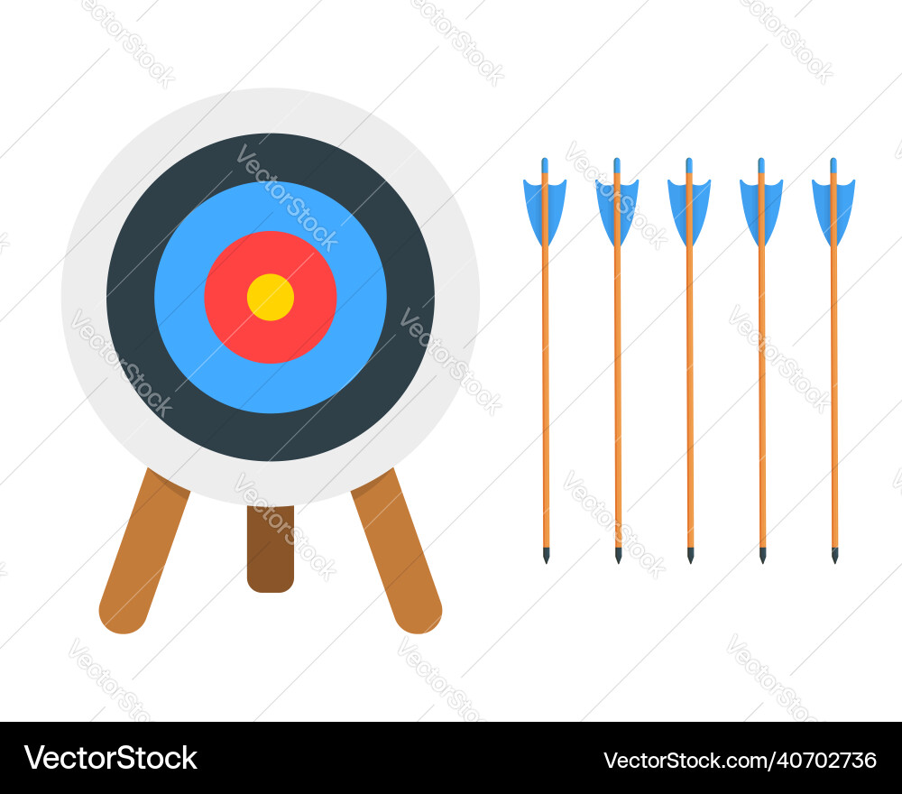 Empty dartboard on tripod and arrows isolated vector image