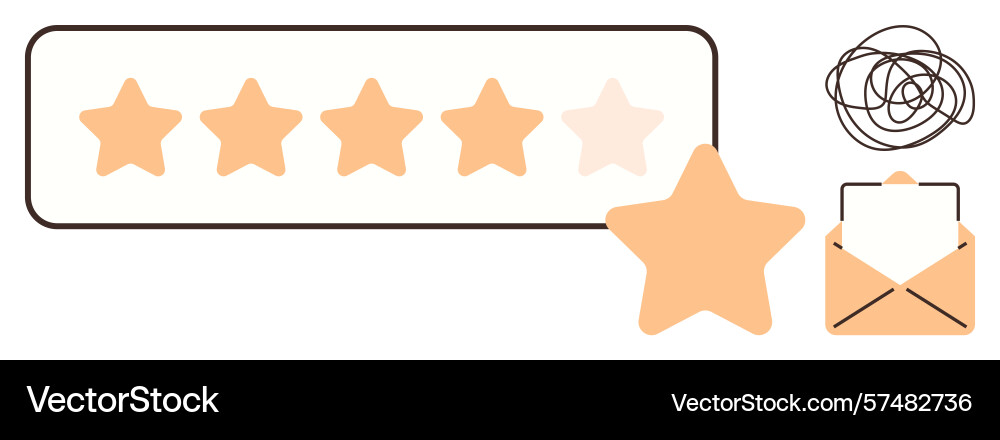 Five-star rating system with envelope and feedback Five-star rating system with envelope and feedback vector image