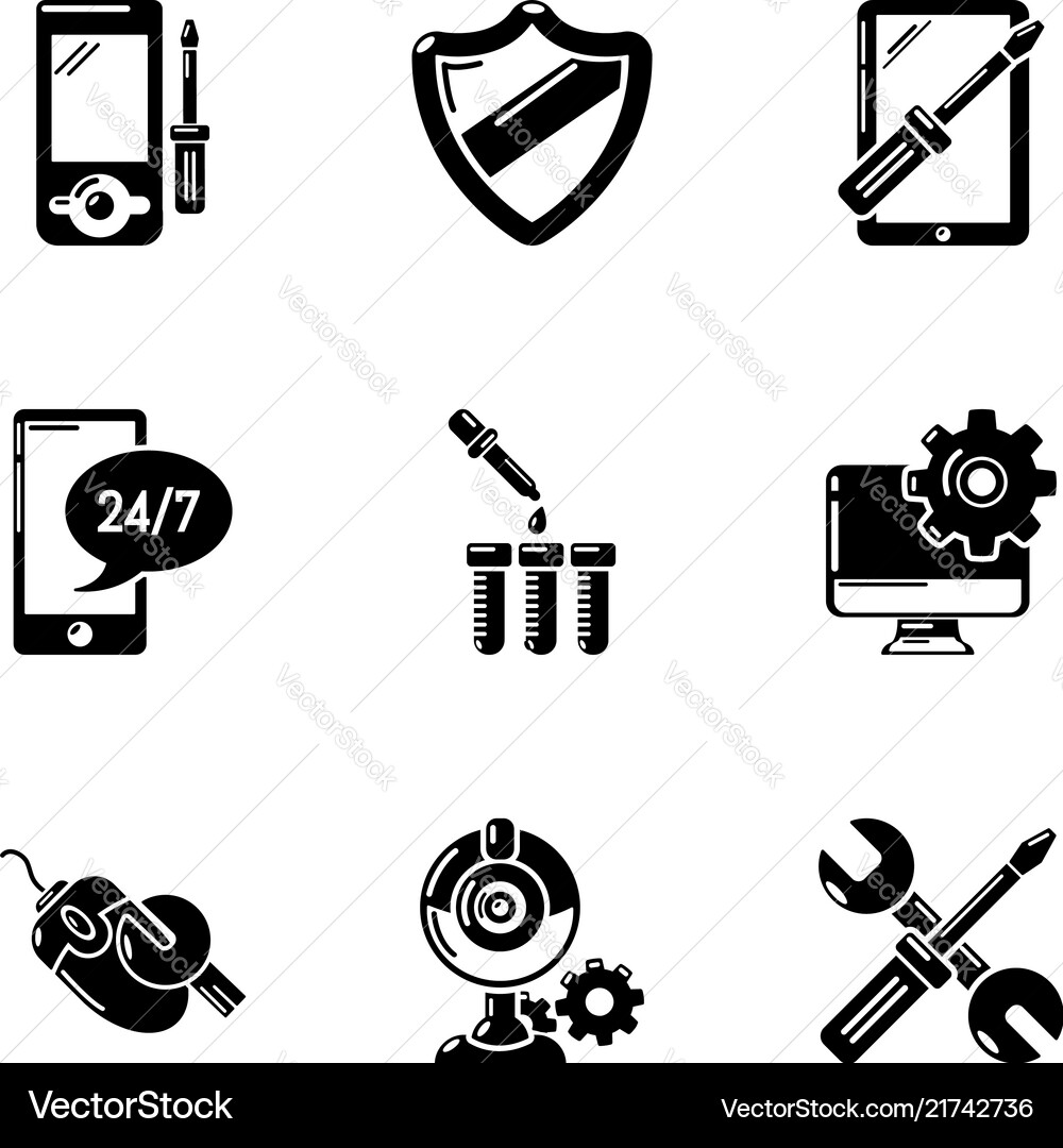 Fix game console icons set simple style Fix game console icons set simple style Vector Image