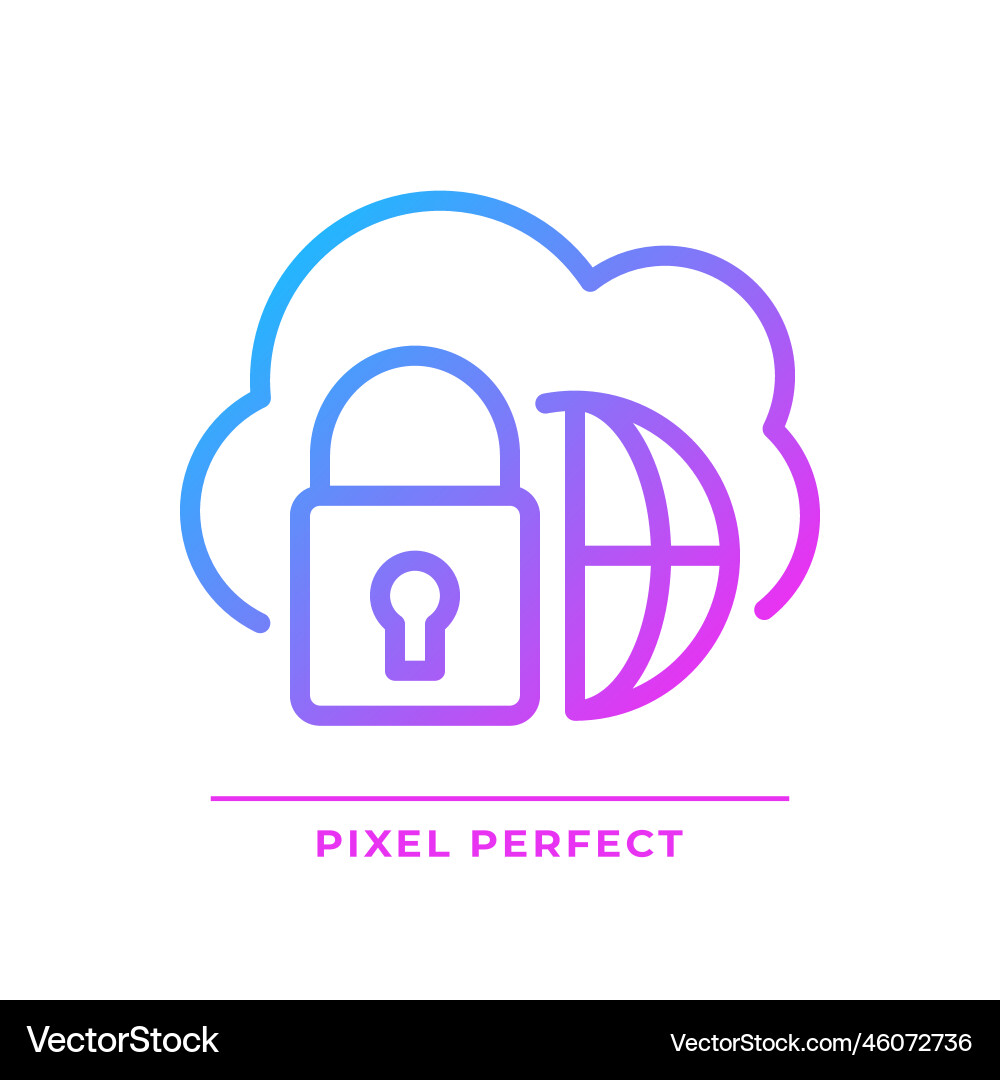 Hybrid cloud pixel perfect gradient linear icon Hybrid cloud pixel perfect gradient linear icon vector image