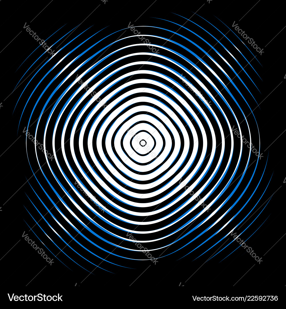 Intersecting concentric circles moire noise vector image