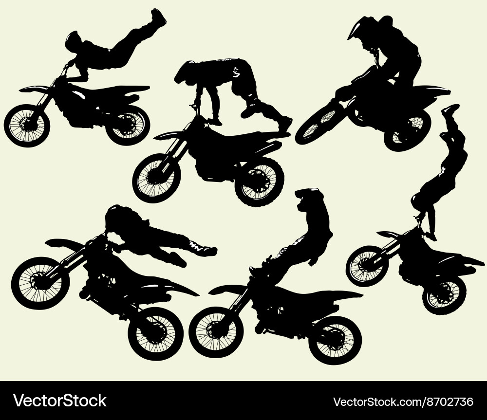 Motocross Rider Silhouettes Vector Image