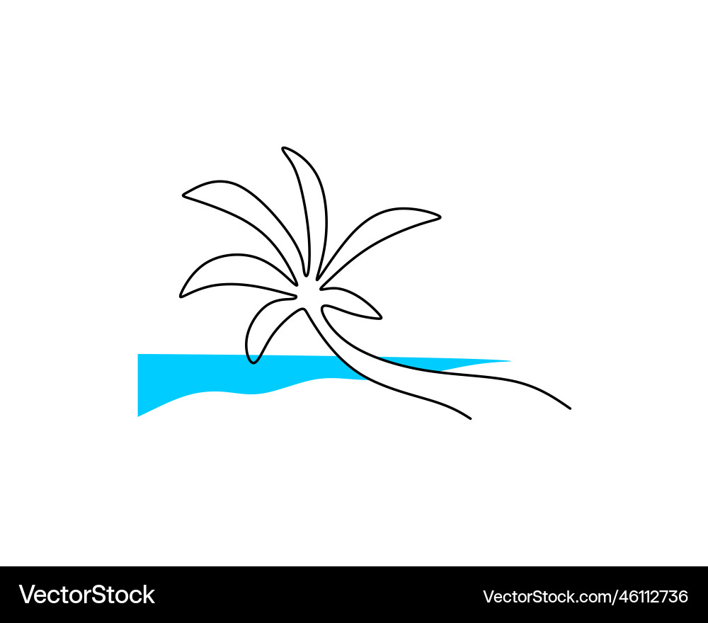One single continuous line of coconut tree One single continuous line of coconut tree vector image
