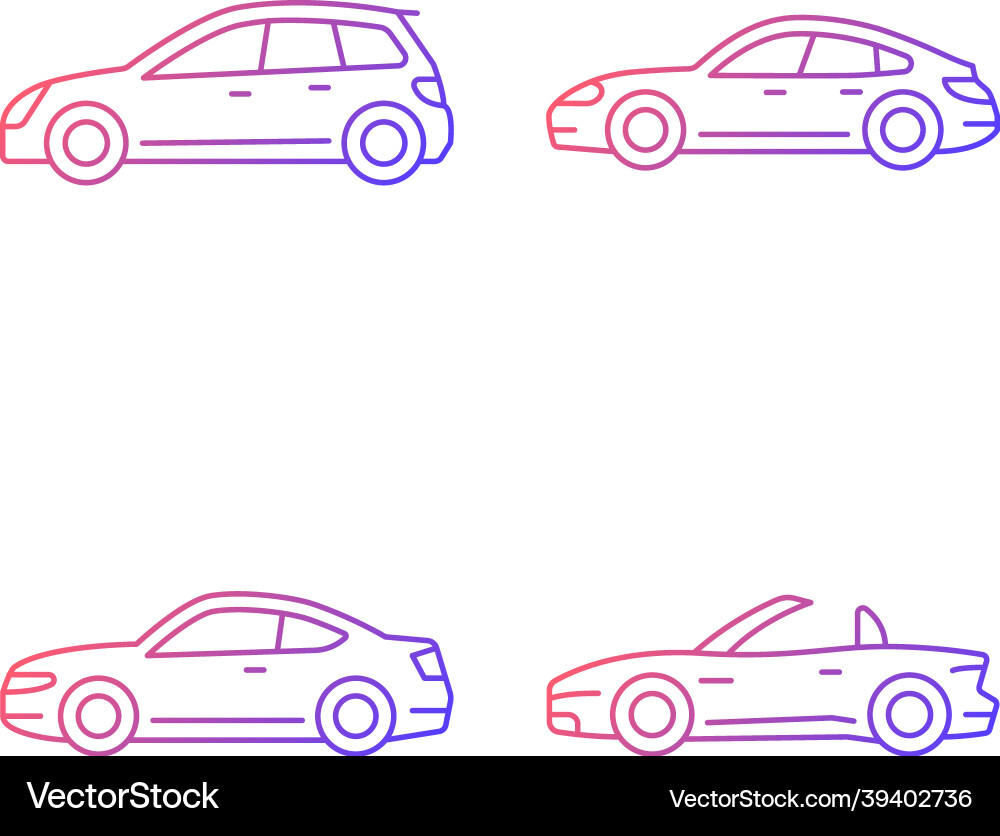 Praktische Sportwagen Gradienten Linear Icons Set Praktische Sportwagen Gradienten Linear Icons Set vektorbild