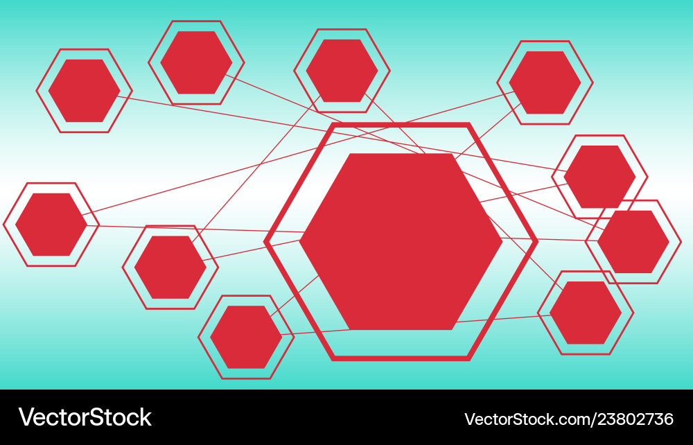 Red hexagons shapes layout template for science vector image