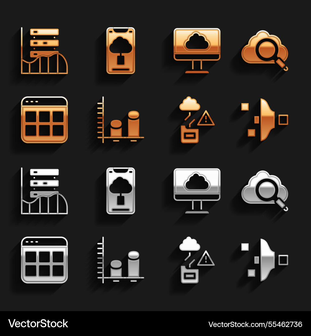 Set data analysis search cloud computing filter Set data analysis search cloud computing filter vector image