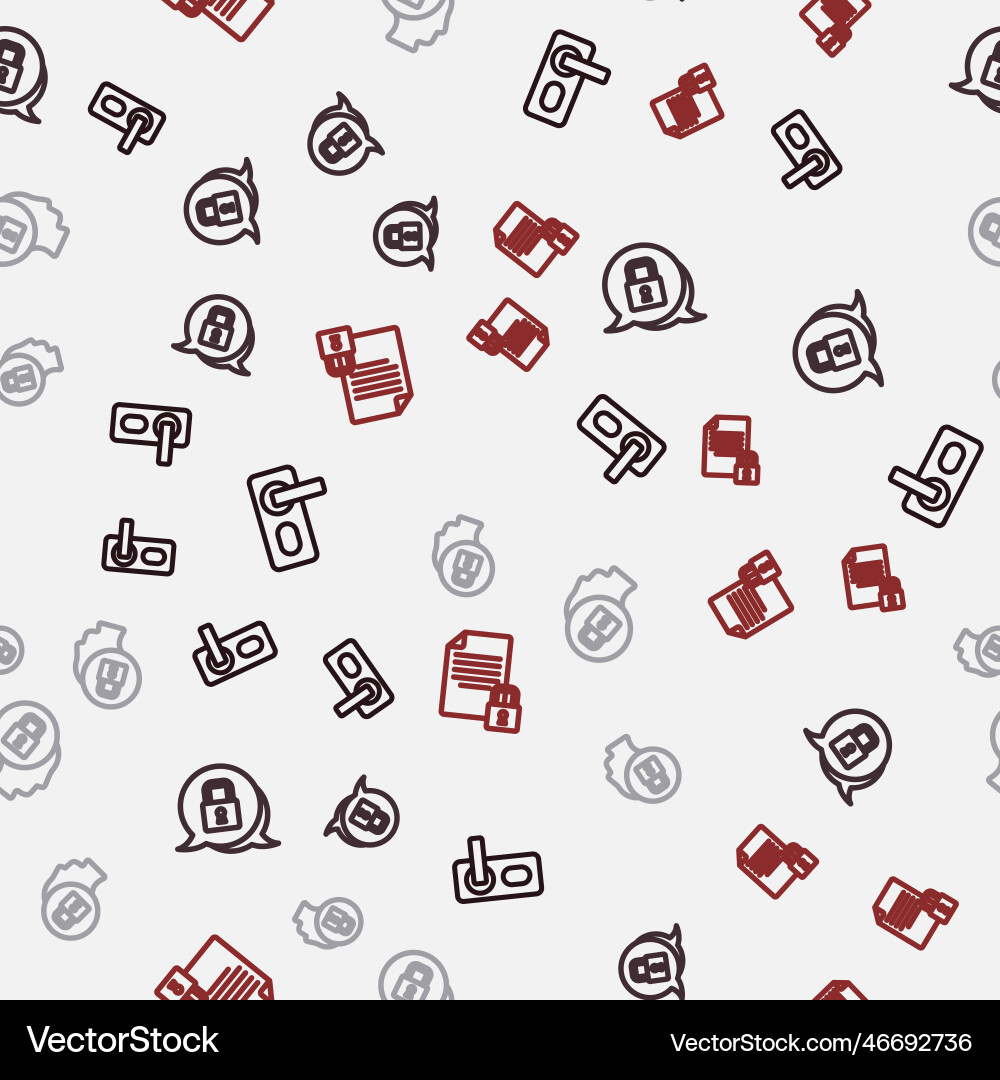 Set line fingerprint door lock and document Vector Image