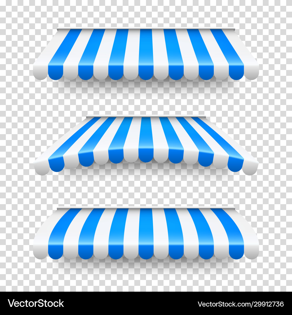 Shop sunshade realistic striped cafe awning Shop sunshade realistic striped cafe awning vector image