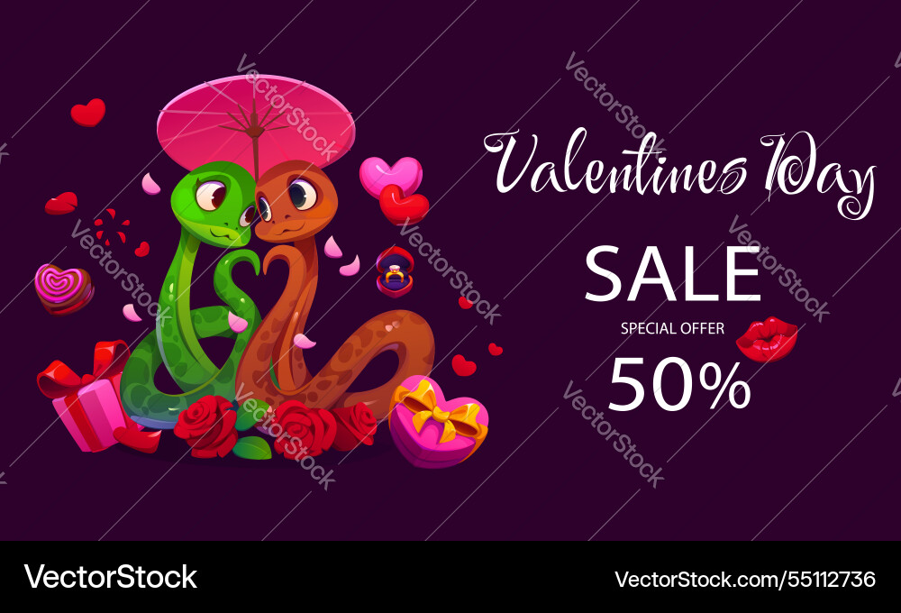 Valentine day sale banner love gifts and hearts Valentine day sale banner love gifts and hearts vector image