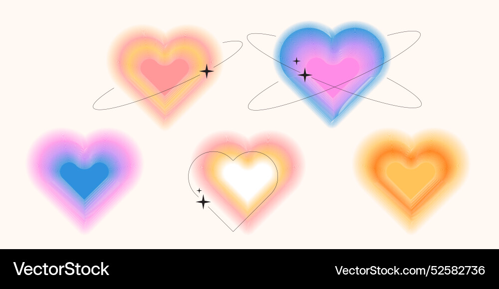 Y2k style blurred gradient shapes with linear vector image