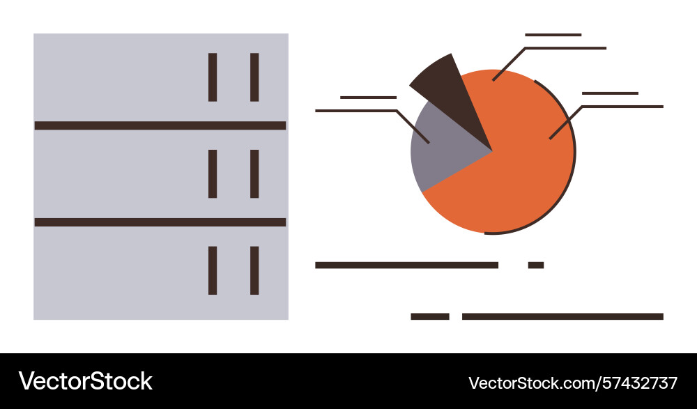 Data storage and visual analytics with pie chart Data storage and visual analytics with pie chart vector image