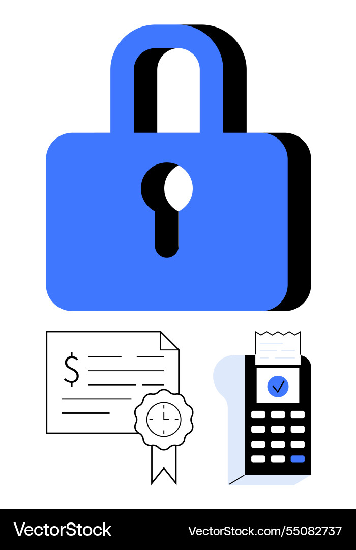 Digital security represented by padlock document Digital security represented by padlock document Vector Image