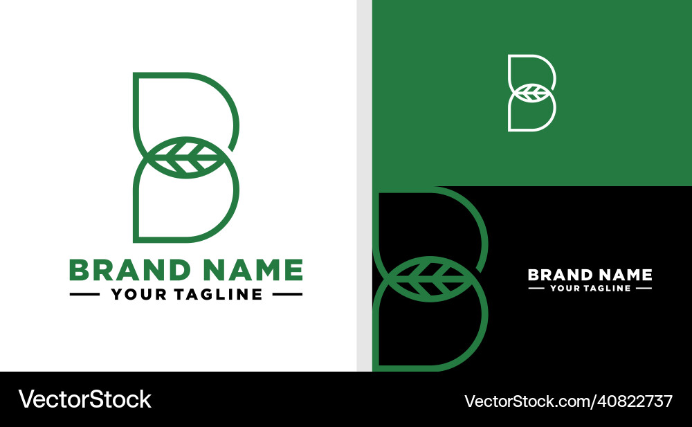 Elegant B Leaf Monogram Logo Royalty Free Vector Image