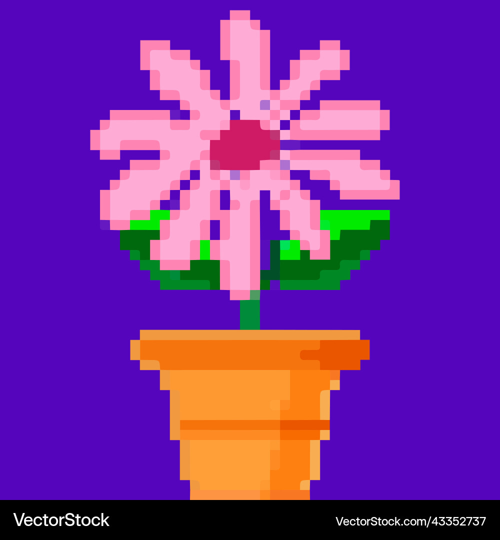 Flower in a pot pixel art and creating your own Vector Image