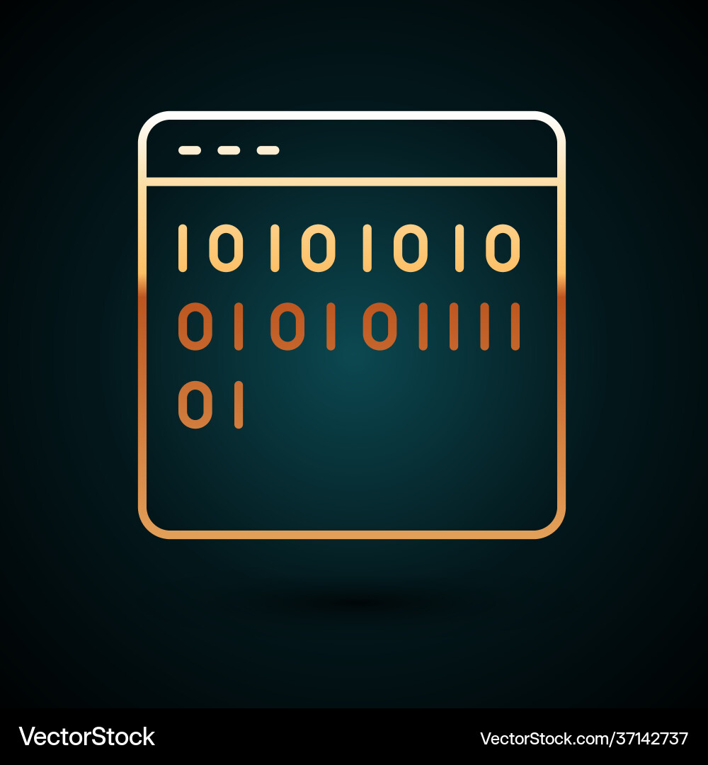 Gold line binary code icon isolated on dark blue Gold line binary code icon isolated on dark blue vector image