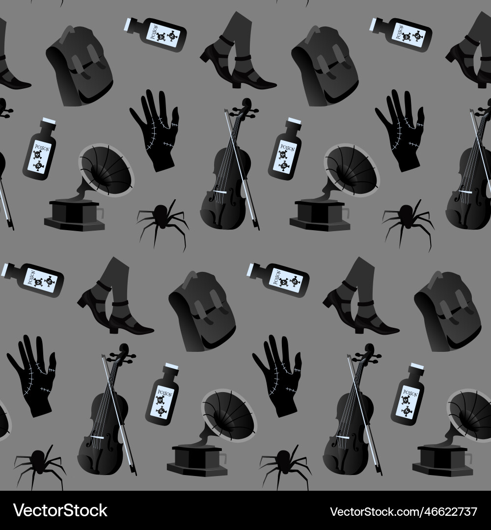 Gothic seamless pattern in the style of wednesday Gothic seamless pattern in the style of wednesday Vector Image