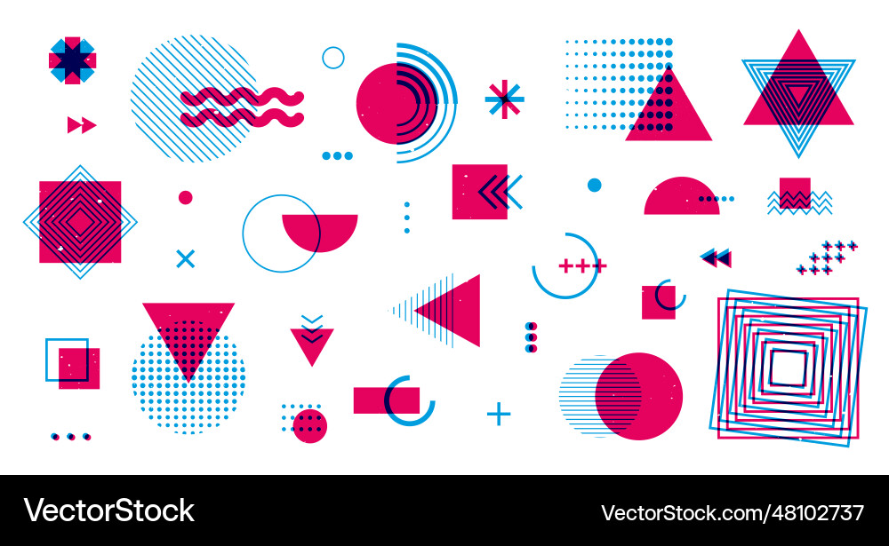 Memphis elements risograph effect abstract Memphis elements risograph effect abstract Vector Image