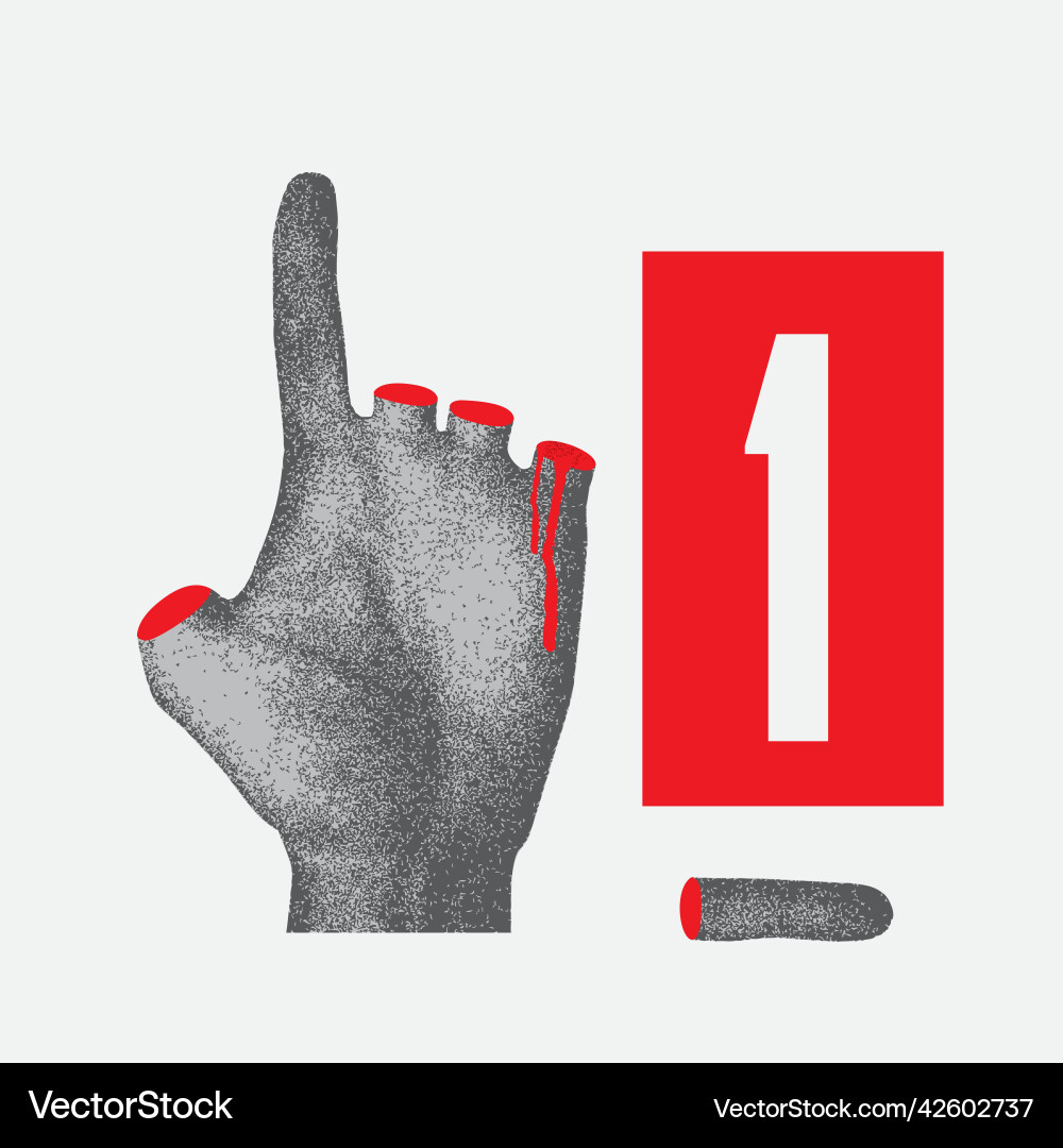 Pointer number 1 from hand with severed finger Pointer number 1 from hand with severed finger vector image