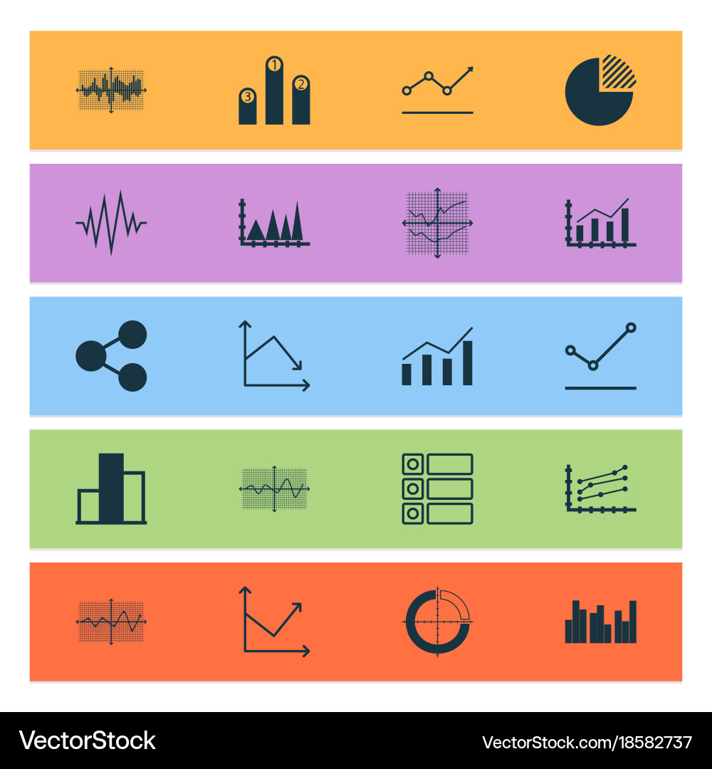 Set of graphs diagrams and statistics icons vector image