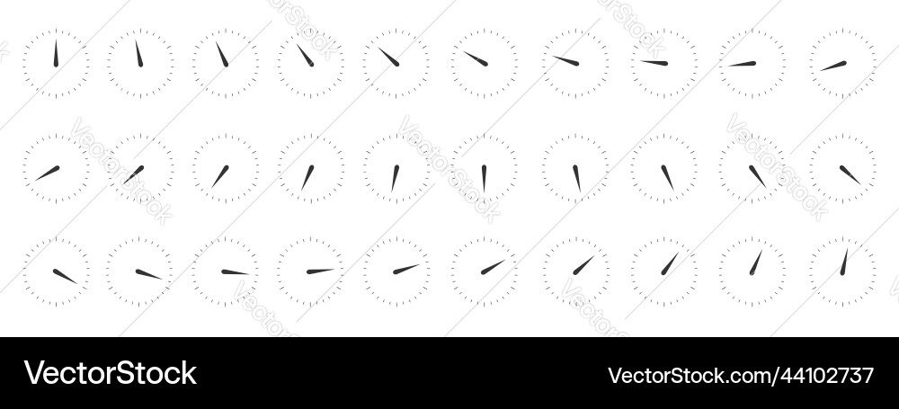 Set of round measuring scales with rotating arrows Vector Image