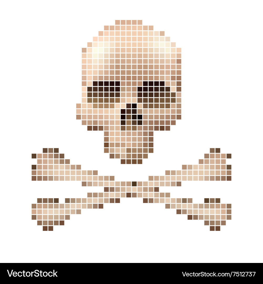 Skull and crossbones collected from pixels Vector Image