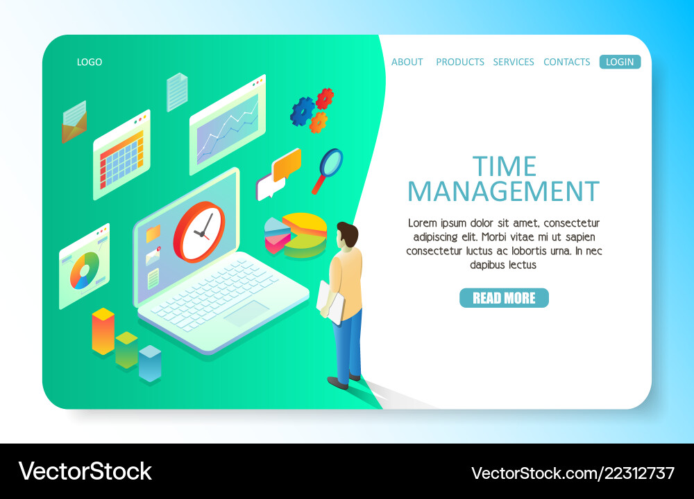 Time management landing page website Time management landing page website vector image