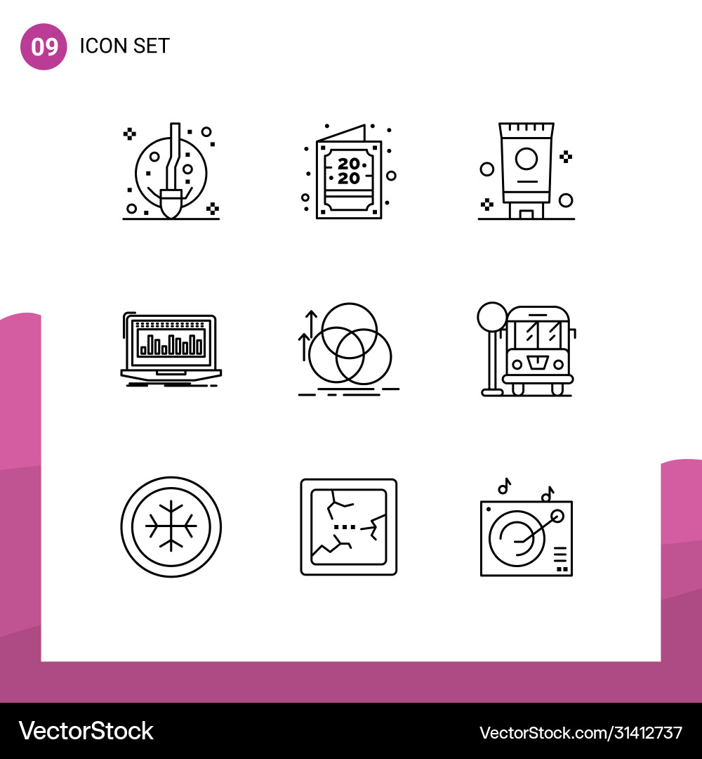 User interface pack 9 basic outlines circle Vector Image