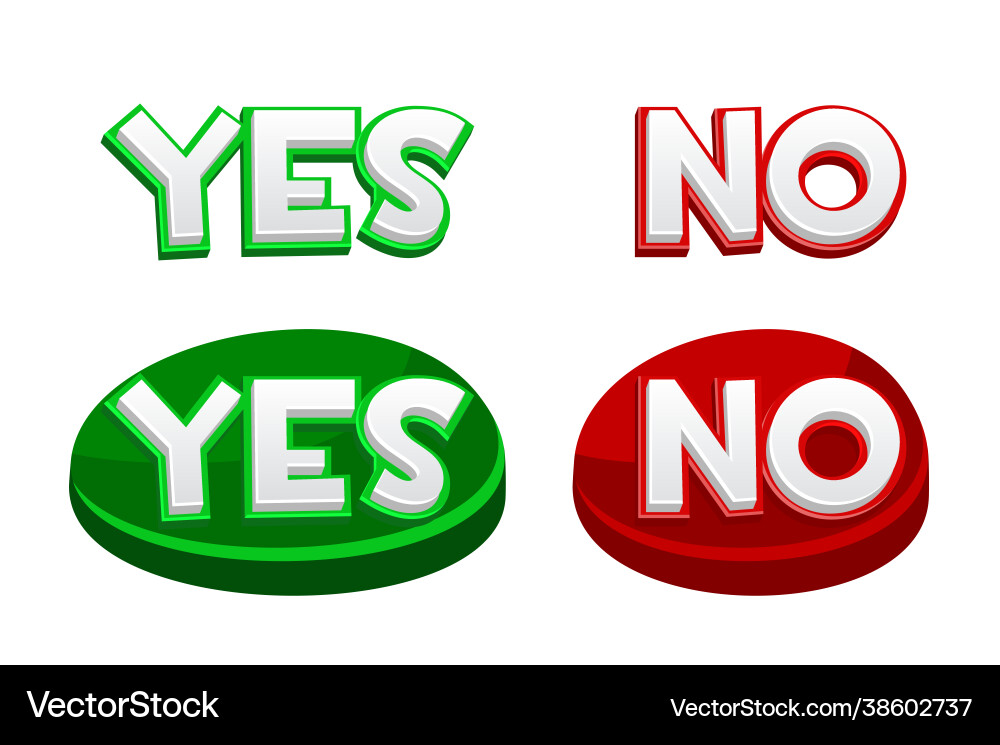 Yes or no buttons icons for ui games Vector Image